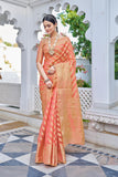 Glory Sarees Womens Organza Silk Woven Saree With Blouse Piece (Organza_Silk101_Pink)