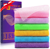 UJFQBH 6 Pieces African Bath Sponge African Net Long Net Bath Sponge Exfoliating Shower Body Scrubber Back Scrubber Skin Smoothe