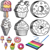Sanixin 30 Pcs Sweet Treat DIY Crafts Magnets Kit Color Your Own Magnet Summer Dessert Ice Cream Donut DIY Coloring Magnet Ornam