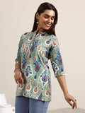 Libas Women'S Cotton Ethnic Motifs Straight Kurti (29388O Green