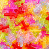 BERMRO 300pcs Cross Beads 12 * 16mm Transparent Color Cross Bead Crosses Spacer Beads Bulk for DIY Crafting Necklace Bracelet Je