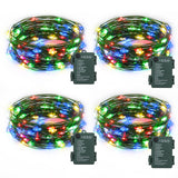 4 Pack Fairy Lights Battery Operated, 16.4 Ft 50 LED Starry Fairy Lights with Auto Timer Dark Green Copper Wire Twinkle Lights f
