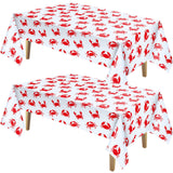 Juexica 2 Pcs 54 x 108 Inch Crab Boil Party Table Cloth Summer Seafood Party Supplies Plastic Crab Tablecover Decorations Rectan