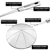 Anaeat Stainless Steel Spider Strainer Skimmer, Set of 3 Professional Kitchen Pasta Strainer Spoon with Long Handle - Asian Stra