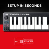 M-Audio Keystation Mini 32 MK3 - USB MIDI Keyboard Controller with 32 Velocity Sensitive Mini Keys and Recording Software Includ