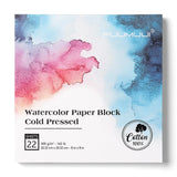 Watercolor Paper Block 8x8 Inch, Fuumuui 100% Cotton Watercolor Paper Pad of 22 Sheets, 140lb/300gsm, Acid-Free Cold Pressed Art