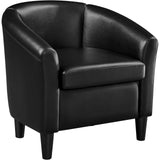 Topeakmart Faux Leather Club Chair, Modern Accent Chair and Cozy Barrel Armchair with Sturdy Legs for Living Room Bedroom Recept