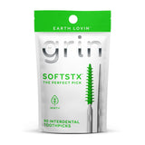 Grin Softstx, Gentle Dental Picks, 90 Count, Soft Flexible Bristles, Textured Plaque Removing Toothpick, Minty Flavor, for Betwe