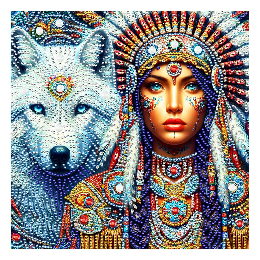 FHBUBPUP Wolf Special Shape Diamond Art Painting Kits for Adults, 5D Diamond Art for Beginners,Diamond Dot Rhinestones Gem Art C