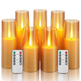 Homemory Amber Flameless Battery Operated LED Candles with Remote Control, Flickering Pillar Candles, 7-Piece Set for Multi-Use 