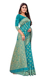 Sugathari Womens Art Silk Firozi Kanchipuram Saree (San Pari S-1 Firozi)