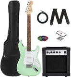 Fender Squier Stratocaster Electric Guitar - Surf Green Bundle with Amplifier, Gig Bag, Cable, Strap, Picks, and Austin Bazaar I