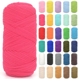 Tshirt Yarn for Crocheting,Hot Pink T Shirt Chunky Elastic Fabric Thick T-Shirt Crochet Yarn for Beginners Crocheting Hand Knitt