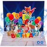 D4DREAM Musical Cat Birthday Card - Music and Lights 3D Super Cat with Big Dream Pop Up Birthday Cards for Kids and Adults with 