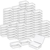 SATINIOR 100 Pcs Clear Plastic Beads Storage Containers Box Small Clear Boxes with Hinged Lid Plastic Case Mini Square Arts Craf