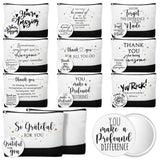 Paterr 20 Pcs Thank You Gift Bulk Employee Appreciation for Women Inspirational Canvas Makeup Bags with Zipper and Mini Compact 