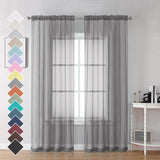 OVZME 2 Panels Grey Sheer Curtains, 84 Length for Bedroom, Elegant Light Filtering Sheer Curtains Window Treatment for Living Room, Each 42 Wx84 L