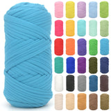 Tshirt Yarn for Crocheting,Lake Blue T Shirt Chunky Elastic Fabric Thick T-Shirt Crochet Yarn for Beginners Crocheting Hand Knit