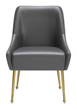 Zuo Maxine Dining Chair Gray & Gold