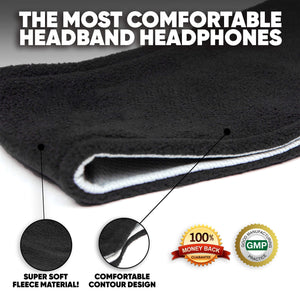 CozyPhones Over The Ear Headband Headphones - Sleep Headphones - New Contour Series with Cool Mesh Lining & Thin Earphones - Bla