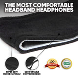CozyPhones Over The Ear Headband Headphones - Sleep Headphones - New Contour Series with Cool Mesh Lining & Thin Earphones - Bla