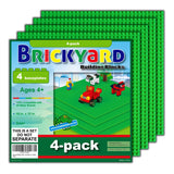 Brickyard Building Blocks Lego Compatible Baseplate - Pack of 4 Large 10 x 10 Inch Base Plates for Toy Bricks, STEM Activities &