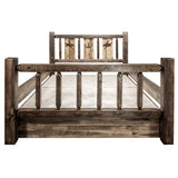 Montana Woodworks Homestead Collection Californai King Storage Bed With Laser Engraved Bronc Design, Stain & Clear Lacquer Finis