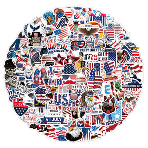 100pcs American Stickers Independence Day Aesthetic Vinyl Stickers Stickers for Laptop Water Bottle Hydro Flask Bicycle Computer