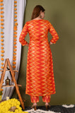 Gosriki Women'S Cotton Blend Straight Printed Kurta With Pant (Nena-Orange_Xxl-Go Orange_Xx-Large),Orange,2,B09S3C1SW3