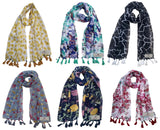 Fusfus WomenS Printed Chiffon Scarves And Stoles, Free Size(Multicolour, Fs1996) Pack Of 6 (Multicolor2)