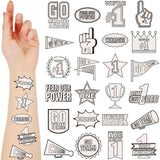 Landhoow 240 Pcs White Team Spirit Tattoos Temporary Glitter Go Team Tattoos Football Temporary Stickers Party Costume Accessory