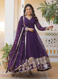 Wedani Faux Georgette Embroidered Anarkali Kurta Set For Womens (In Alpha Xl Regular Purple),PURPLE,XL,Georgette,Anarkali,