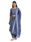 Libas Women'S Cotton Kurta Sets (400550_Blue_L)