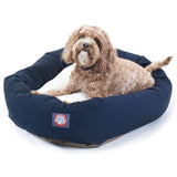 Majestic Pet 32 Inch Poly-Cotton Sherpa Calming Dog Bed Washable 32x18x8 (inch) - Cozy Soft Round Donut Dog Bed with Spine for H