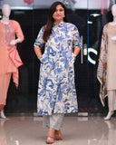 Gosriki Women'S Rayon Viscose A-Line Printed Kurta With Pant (Dishaan Blue-Gs_L_Blue_Large),Blue,,B0F54BWPDQ