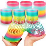 Liberty Imports 6 Pack: Large Magic Rainbow Coil Springs - 4 Classic Plastic Neon Plastic Walking Spring Toy, Bulk Kids Novelty 