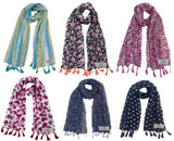 Fusfus WomenS Printed Chiffon Scarves And Stoles, Free Size(Multicolour, Fs986) Pack Of 6 (Multicolor2)