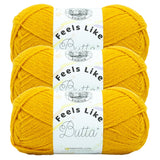 Lion Brand Yarn, Feel Like Butta Velvety Soft Yarn for Knitting, Crochet, and Crafts, Golden Sunshine, 3 Pack, Chenille Like Fib