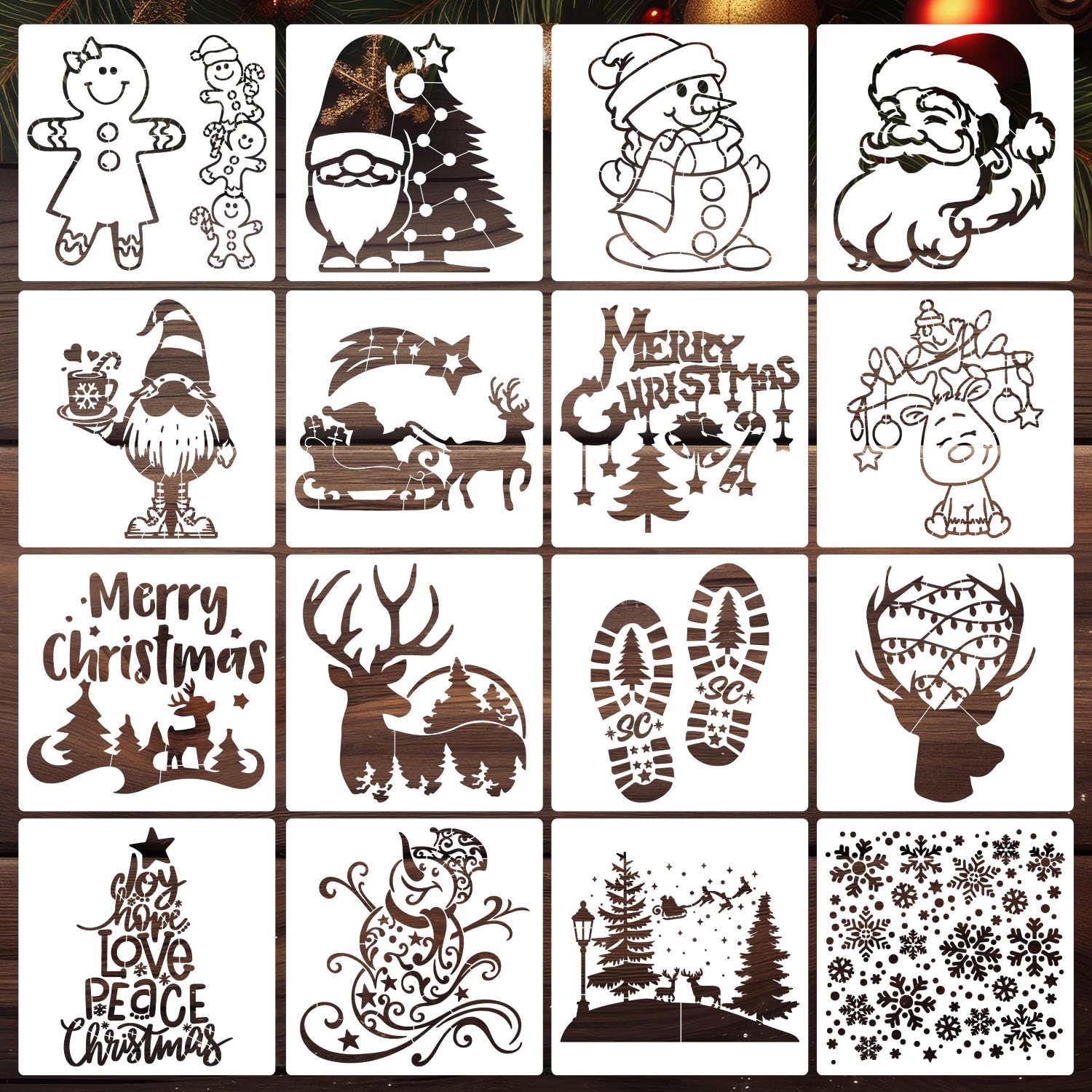 Christmas Stencils for Crafts Reusable 8Large Christmas Stencil Santa Snowman Gnome Holiday Drawing Templates for Painting o