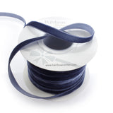 3/8 Velvet Ribbon - Narrow Single-Sided Craft Trim for Hair Bows, Sewing & Gift Wrapping - (Navy, 5 Yards)