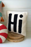 'Hi'' Hand-Hooked Pillow