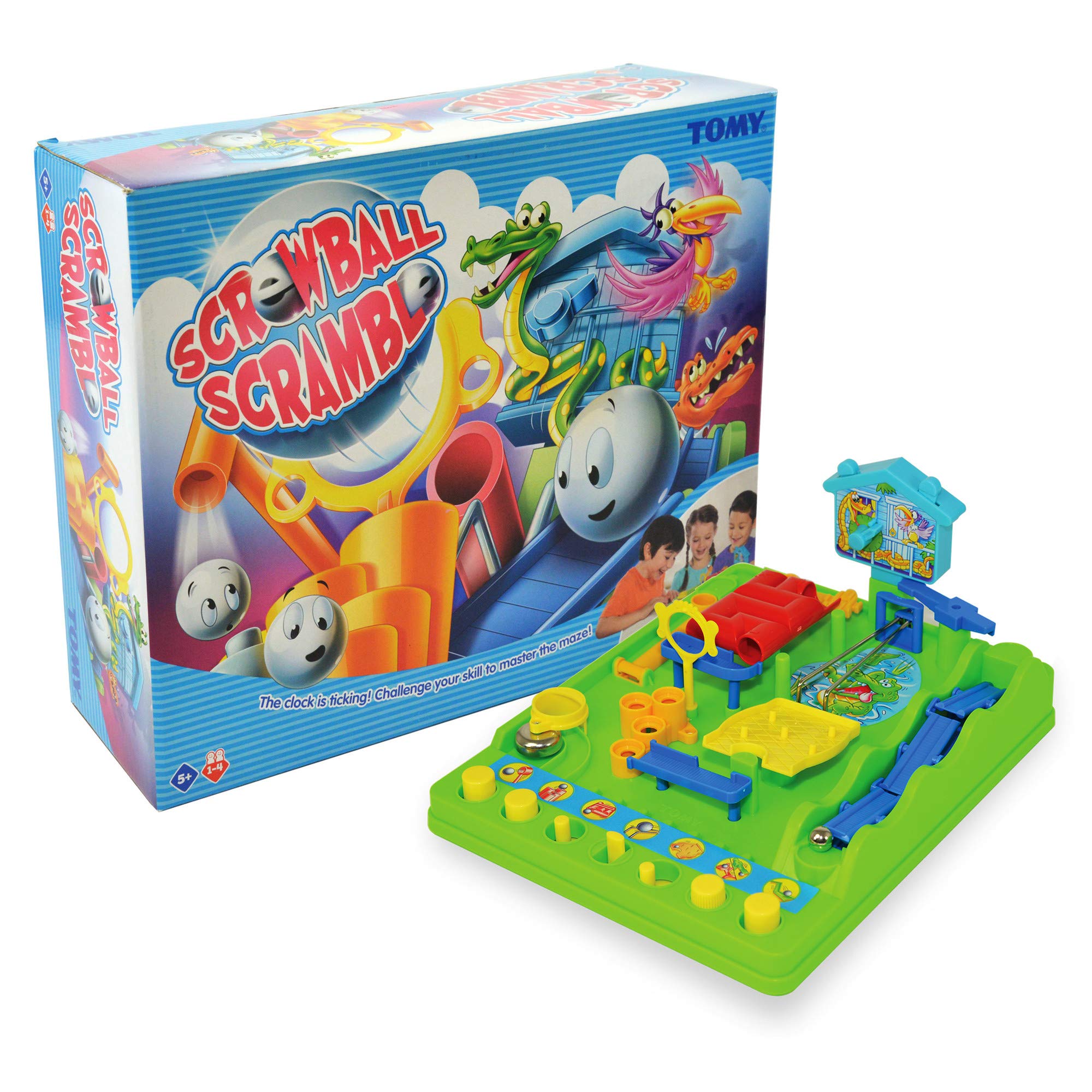 TOMY Games Screwball Scramble Marble Run Game for Kids - Timed Marble Maze Kids Games - Cooperative Board Games for Family Game 