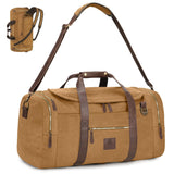 Densata 60L Travel Bags for Men, Nomad Canvas Duffle Bag Vintage Genuine Leather Travel Duffel Bag Multifunctional Weekender Ove