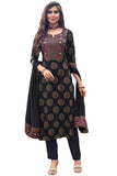 Anni Designer Women'S Cotton Blend Printed Straight Kurta With Pant & Dupatta (Nov-Black-Nrb_S_Black_Small),Black,S