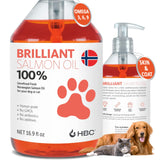 Salmon Oil for Dogs - Healthy Skin & Coat, All Natural Norwegian Fish Oil Food Supplement for Pets, Omega 3 EPA DHA, Ideal for S