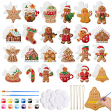 Seenelling 24 Sets Christmas Ceramic to Paint Kits, Ceramic Ornaments to Paint, Unpainted DIY Xmas Crafts Figurines, Arts and Cr