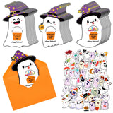 Tenceur 30 Set Halloween Ghost Gift Card Thanks for All You Boo, Gift Card Holder with Cute Stickers and Self Adhesive Envelopes