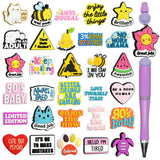 30Pcs Silicone Focal Beads Bulk for Pens Positive Words Silicone Beads Focal for Beaded Pen Keychain Bracelet Making