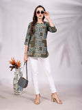 Smowkly Ethnic Kurta || Printed Cotton Kurta || Womens Casual Wear || Colorful Traditional Top || Comfortable Womens Fashion || Stylish Ethnic Clothing (1457_Olive_L)