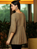 Libas Women'S Cotton Blend A-Line Kurtis (58238B_Brown Brown S